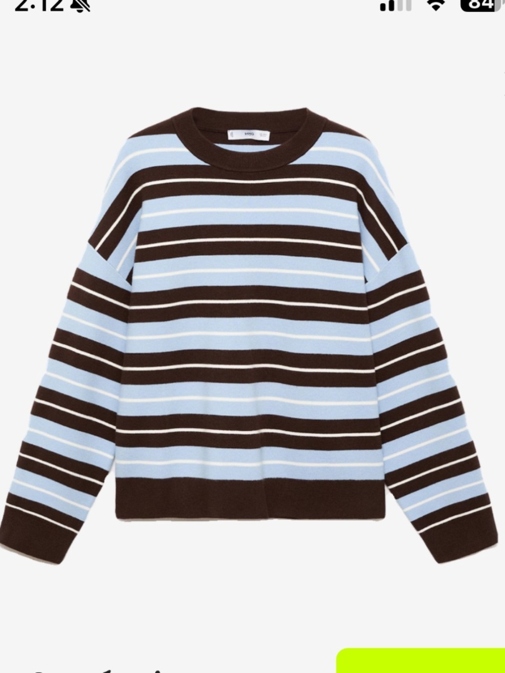Mango Viral Blue Brown Crewneck Sweater small